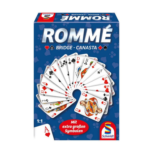 Rommé – Bridge – Canasta - Német nyelvű kártyajáték doboy eleje