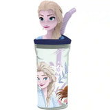 STOR Jégvarázs mintás pohár hajlítható szívószállal és 3D figurával, 360 ml