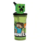 STOR Pahar cu model Minecraft, pai flexibil și figurină 3D, 360 ml