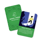 STOP! Bántalmazás megküzdési stratégiák kártya, amely a magabiztos távolságtartás módszerét mutatja be illusztrációval.