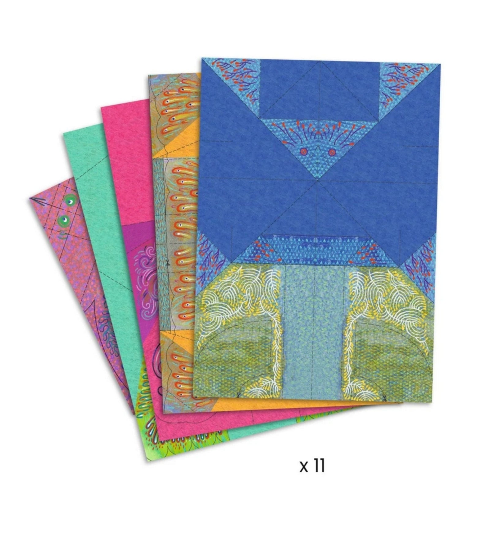 Djeco Origami Szárnyaló madarak készlet mintás hajtogatópapírokkal, 11 darab előre jelölt ívvel.