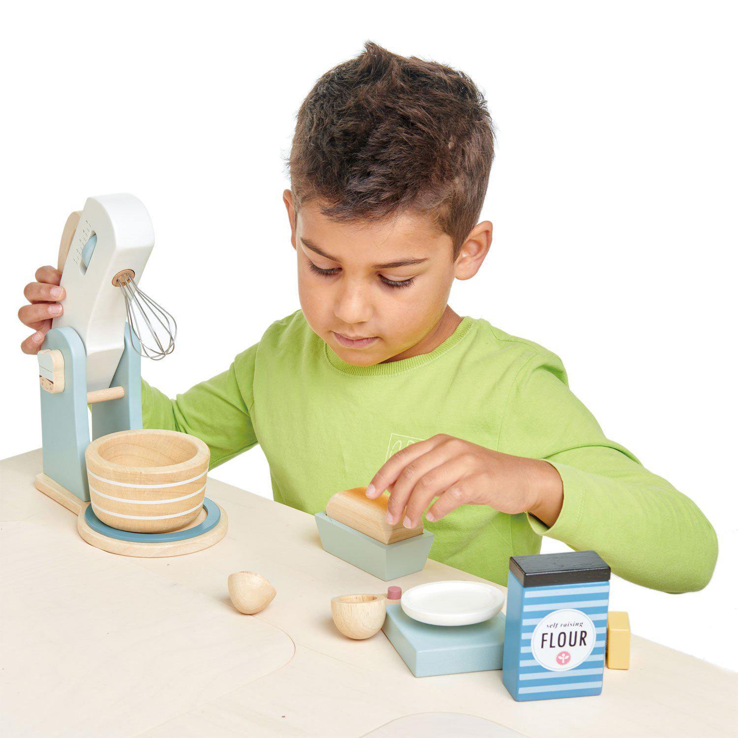 Robot de bucătărie, din lemn premium Mini Chef Home baking - 27 piese, cântar și accesorii - Tender Leaf Toys-Tender Leaf Toys-3-Jocozaur