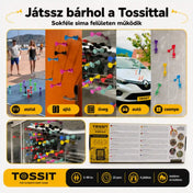 Tossit Family Pack pink, lila, kék és sárga tapadókorongos darts játék – játék különböző sima felületeken, például asztalon, ajtón, üvegen, autón és csempén, beltéren és kültéren