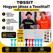Tossit Family Pack szilikon tapadókorongos darts játék – egyszerű játékszabályok bemutatása, a fekete Jack célponttal, színes nyilakkal és játék 13 pontig, akár 4 játékos részére