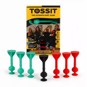 Tossit Starter Pack piros és türkiz szilikon tapadókorongos darts játék – 6 színes Tossit nyíl, fekete Jack célpont és eredeti Tossit doboz