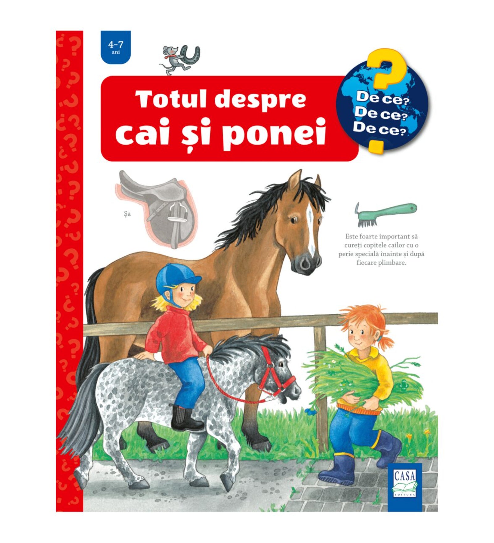 Mașini de la fermă – gyerekkönyv borító, amelyen egy kék traktor és egy nagy betakarítógép dolgozik a kukoricaföldön, pótkocsiba öntve a termést.