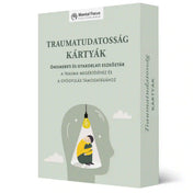 Traumatudatosság kártyák magyar nyelvű társasjáték doboza, önismereti és gyakorlati eszköztár a trauma megértéséhez és a gyógyulás támogatásához.