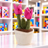 Tulipán cserépben: Rózsaszín Tulipán plüssfigura, 27 cm