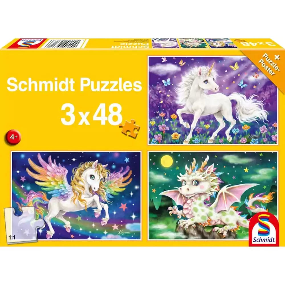 Puzzle Schmidt: Mitikus állatok, 3 x 48 darab + Ajándék poszter