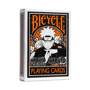 A Bicycle Naruto Shippuden kártyapakli doboza elölről, narancs-fekete dizájnnal és Naruto Uzumaki karakterének illusztrációjával a középen.