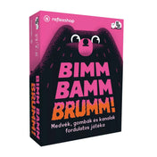 A Bimm Bamm Brumm! magyar nyelvű partijáték doboza medvés grafikával fehér háttéren.