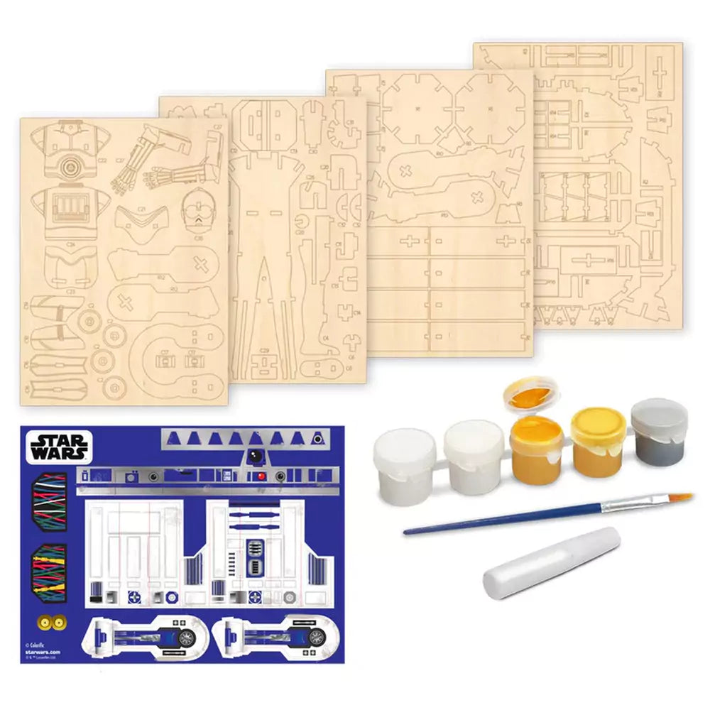 Wood WorX - Star Wars - C-3PO & R2D2, 110+ fadarab + festék, ecset és ragasztó