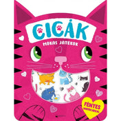 Cicák – Mókás játékok foglalkoztató borítója fényes cicás matricákkal.