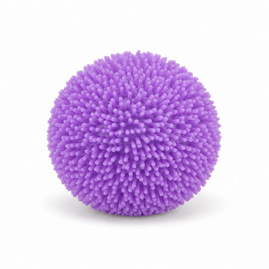 Lila Cool Mix Squishy tüskés stresszlabda fehér háttér előtt