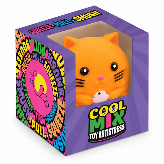 Cool Mix Állatok squishy stresszlabda – narancssárga cica lila Cool Mix Toy Antistress dobozban