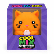 Cool Mix macska stresszlevezető játék – narancssárga cica hallal, lila Cool Mix Toy Antistress díszdobozban