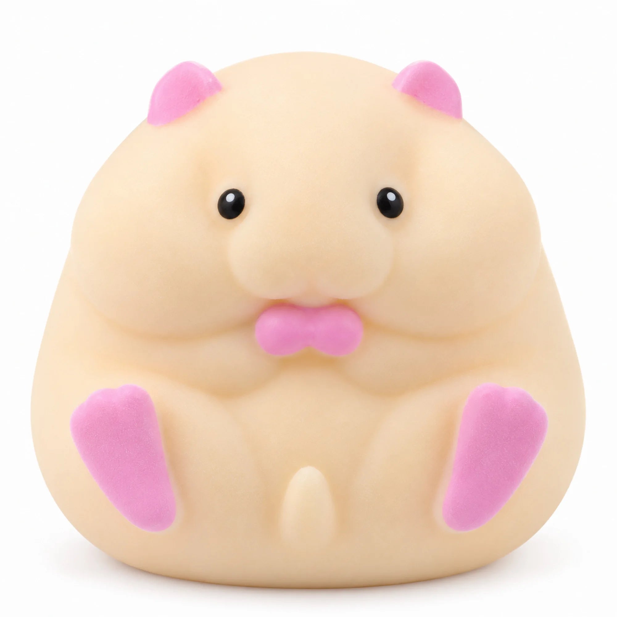 Cool Mix Hörcsög squishy stresszlevezető játék bézs színben, rózsaszín fülekkel és tappancsokkal, fehér háttéren