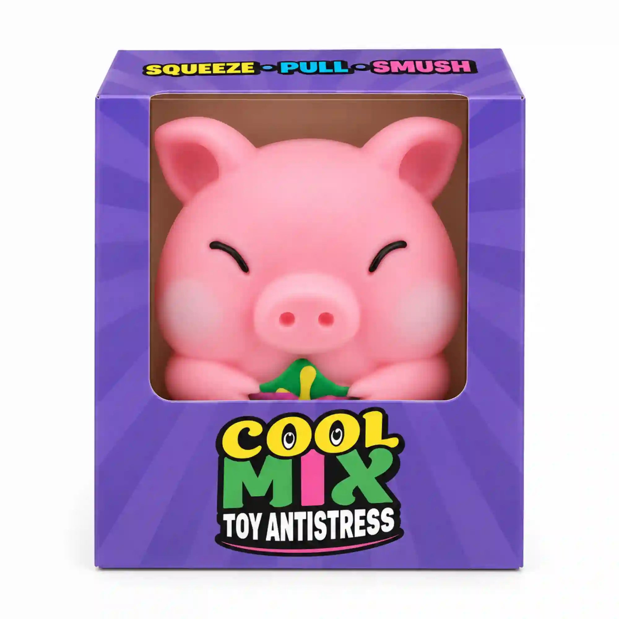 Cool Mix Malac squishy stresszlevezető játék – rózsaszín malac lila díszdobozban