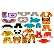 Djeco Állatos mágneses képkirakó – színes mágneses állatrészek teljes készlete, fejekkel, testekkel és lábakkal.