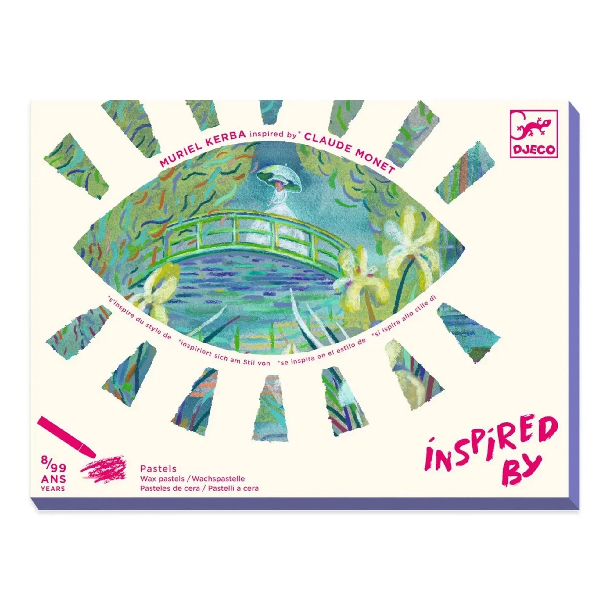 Djeco Tavi rózsák – Claude Monet művészkészlet doboza, Inspired by Claude Monet kollekció, pasztellkrétás kreatív szett 8 éves kortól