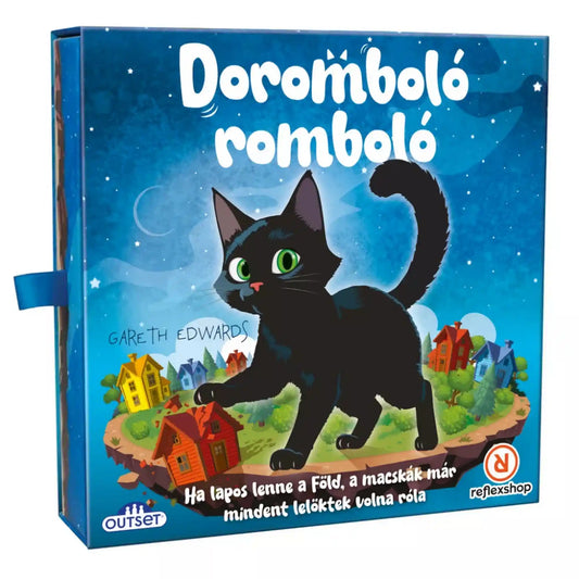 Doromboló romboló társasjáték doboza fekete macskával