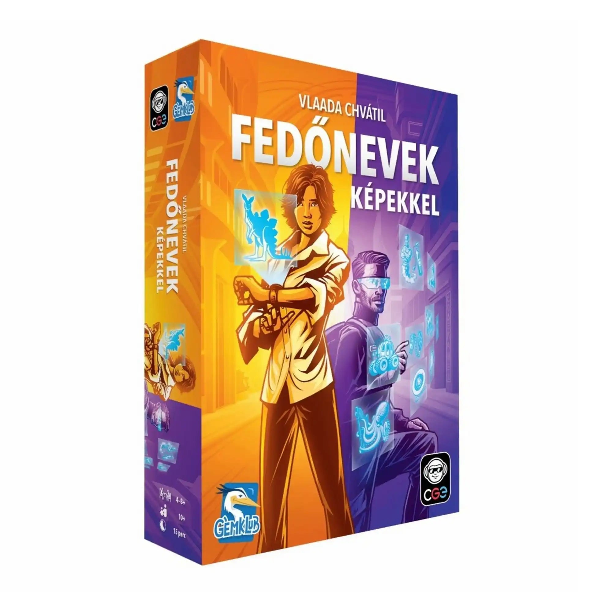 Fedőnevek képekkel magyar nyelvű társasjáték doboza.