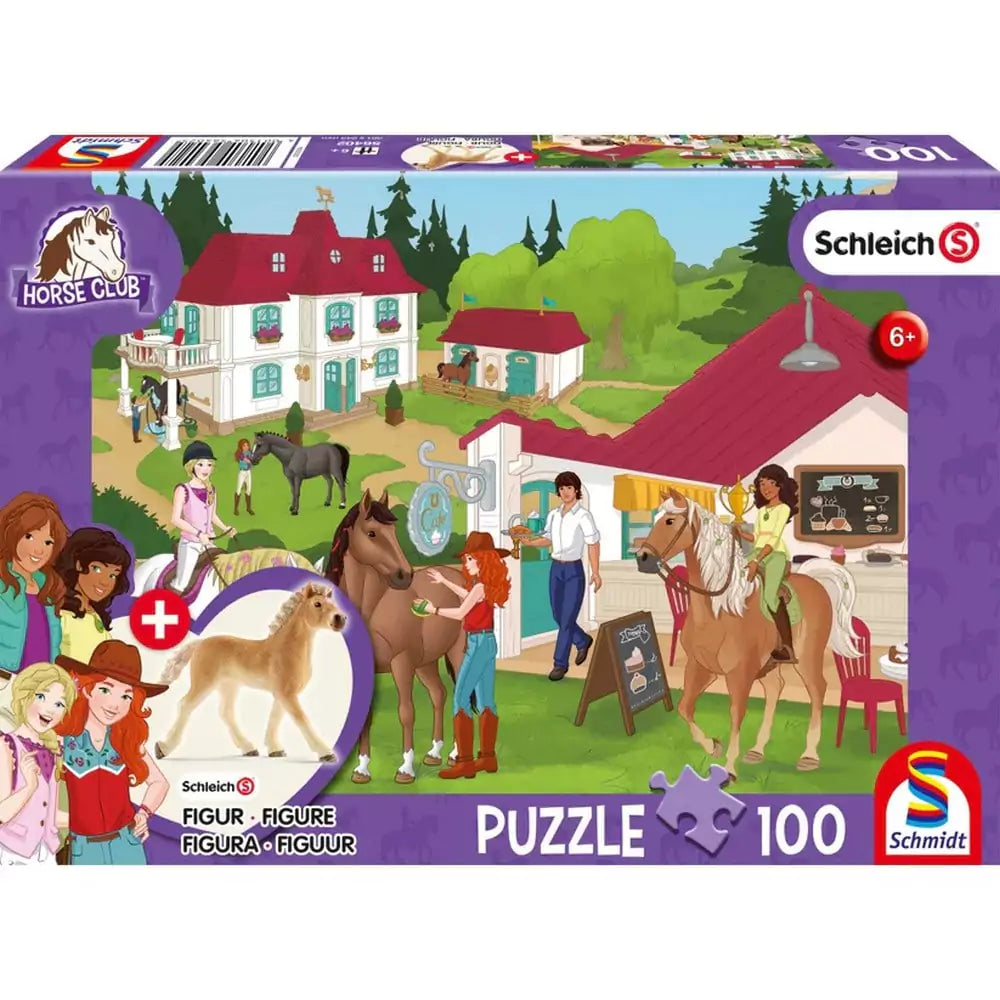 Puzzle Schmidt: Schleich - Horse Club: Lovasudvar, 100 darab + Ajándék ló figura