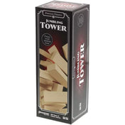 A Jumbling Tower doboza oldalnézetből, a piros-fekete háttér előtt zuhanó fa elemek illusztrációjával.