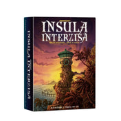 Insula Interzisă román nyelvű társasjáték doboza misztikus szigettel és toronnyal a borítón.