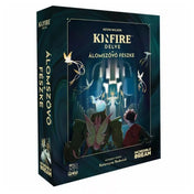 Kinfire Delve Álomszövő fészke társasjáték dobozkép, fantasy jelenettel és hősökkel a Kút mélyén Álomszövő ellen