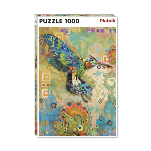 Piatnik Hummingbird Illustration 1000 darabos puzzle doboza a színpompás kolibri illusztrációval és művészi mintákkal.