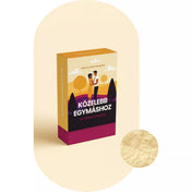 A Közelebb egymáshoz – 88 kérdés a pénzről játék doboza elegáns, bézs háttérrel és aranyszínű textúra részlettel.