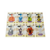 Nyolc egyedi lényt ábrázoló kártya, köztük tűz-, víz-, növény- és árnyékalakok. Minden kártya különleges képességgel és pontértékkel rendelkezik, egyedi illusztrációval.