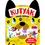 Kutyák – Mókás játékok foglalkoztató borítója fényes kutyás matricákkal.
