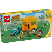 Leif karavánja és kertészeti boltja LEGO Animal Crossing készlet (77054) doboza, amely bemutatja a kreatív játék lehetőségeit és tartozékait.