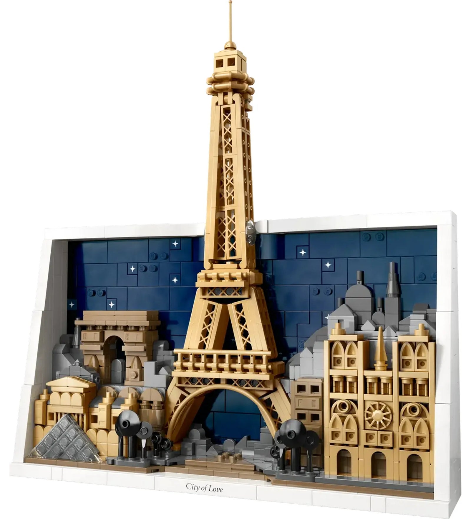 LEGO Architecture: Párizs, a szerelem városa 21064 – Az Eiffel-torony és Párizs ikonikus épületei részletgazdag díszdiorámában.