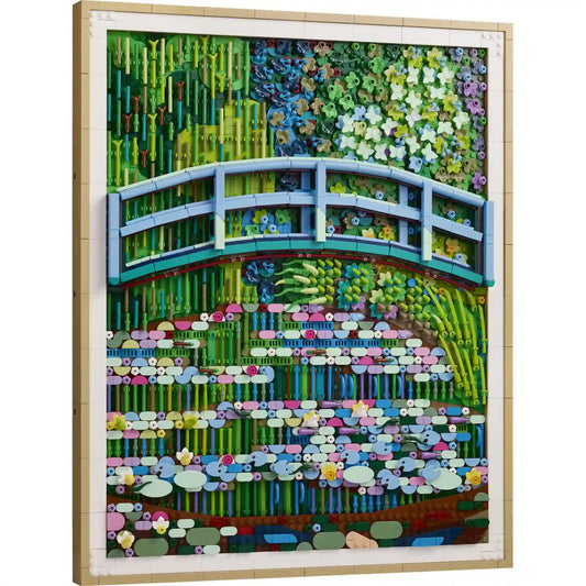 LEGO Art: Claude Monet Híd a vízililiomos tó felett 31220, 3179 darabos kész LEGO kép híd és vízililiomok részletes mintázattal.