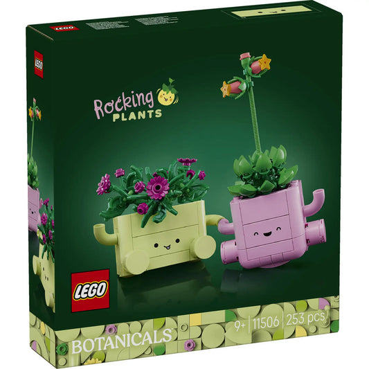 LEGO Botanicals Hintázó növények (11506) dobozkép, vidám növényfigurák pasztell cserepekben