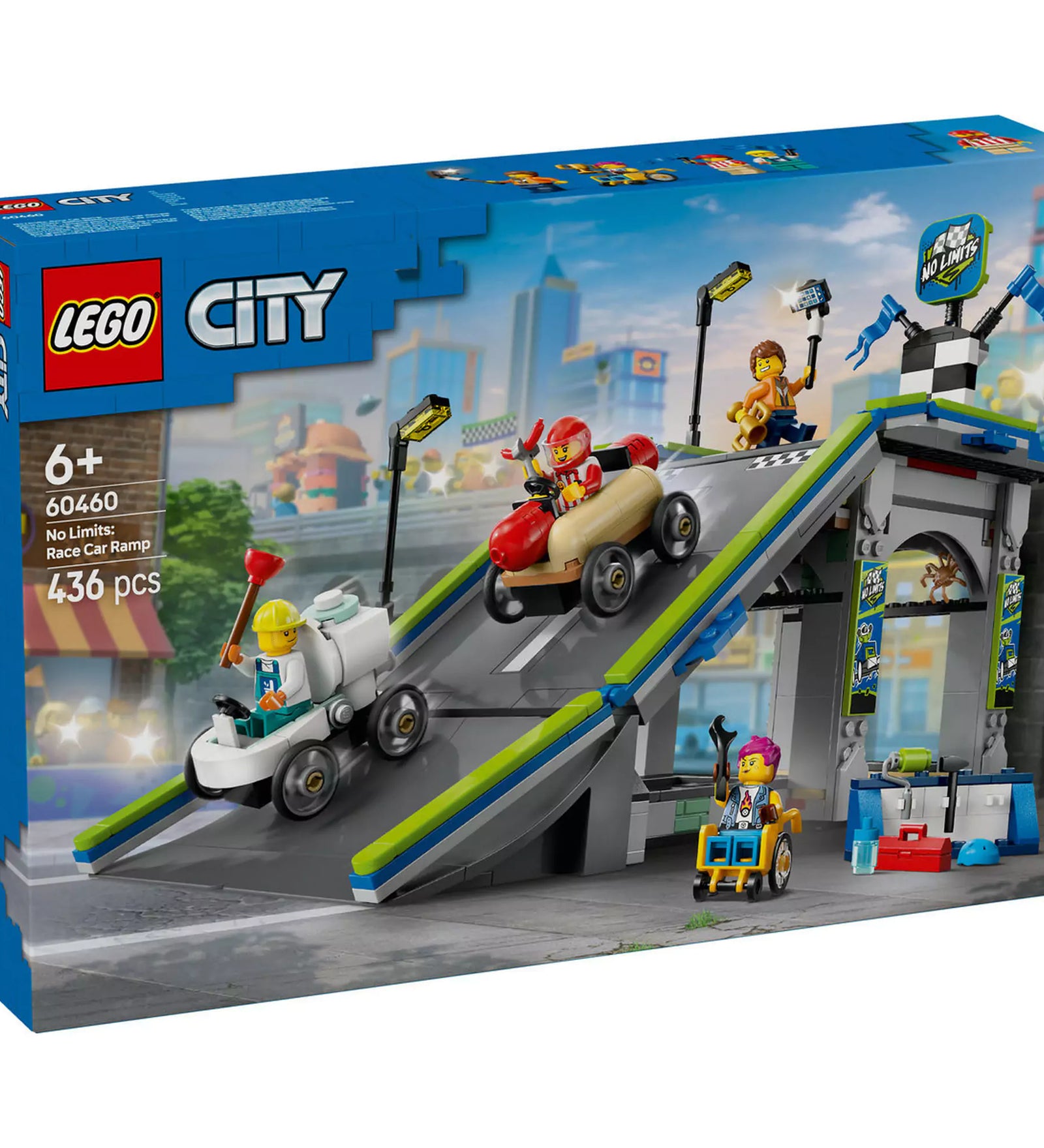 LEGO City Határok nélkül: Versenypálya rámpákkal (60460) – Izgalmas versenypálya rámpákkal és soapbox autókkal, amely fantáziadús játékot kínál a gyerekeknek.