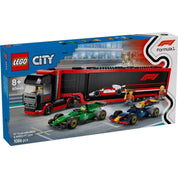 LEGO City Kamion, RB20 és AMR24 F1 autókkal 60445 – az ikonikus doboz kialakítása és tartalma.