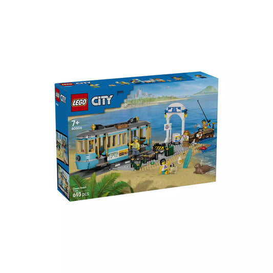 LEGO City Klasszikus tengerparti villamos 60506 dobozkép villamossal, mólóval, stranddal és minifigurákkal