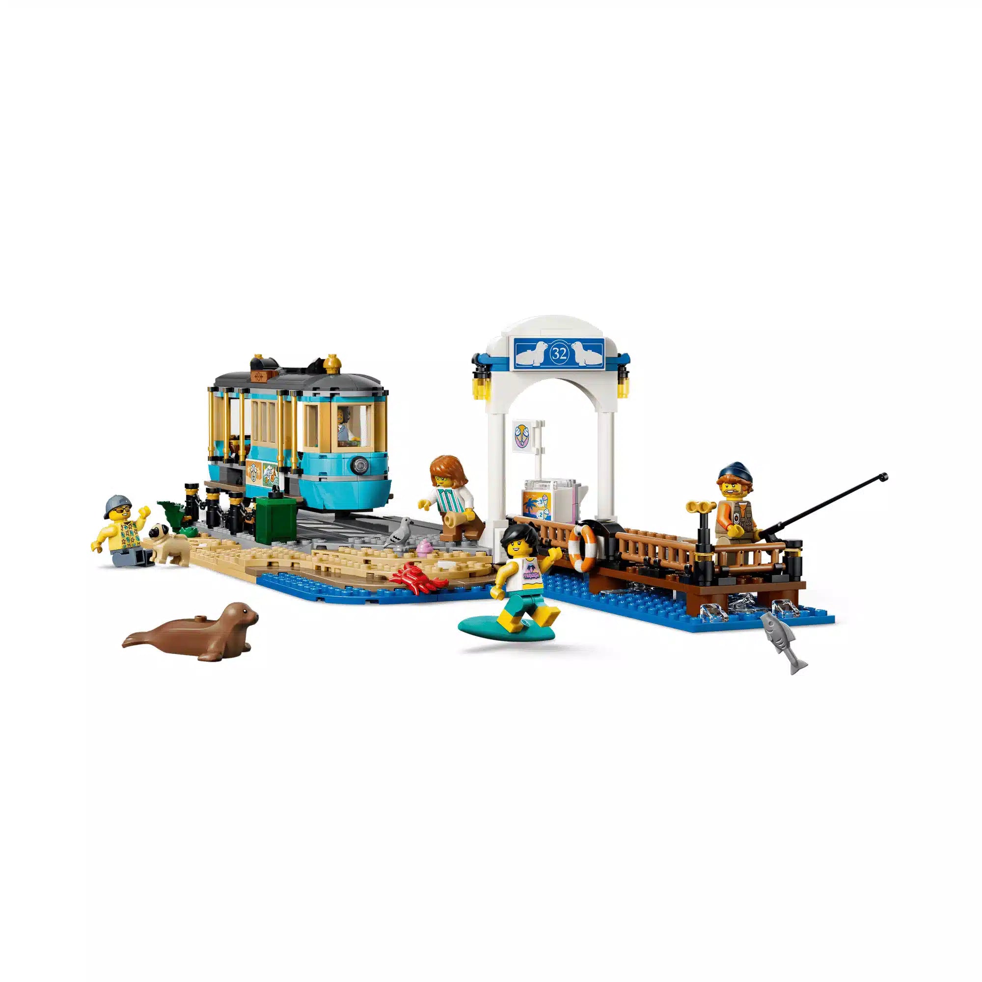 LEGO City Klasszikus tengerparti villamos 60506 tengerparti megállóval, mólóval és minifigurákkal
