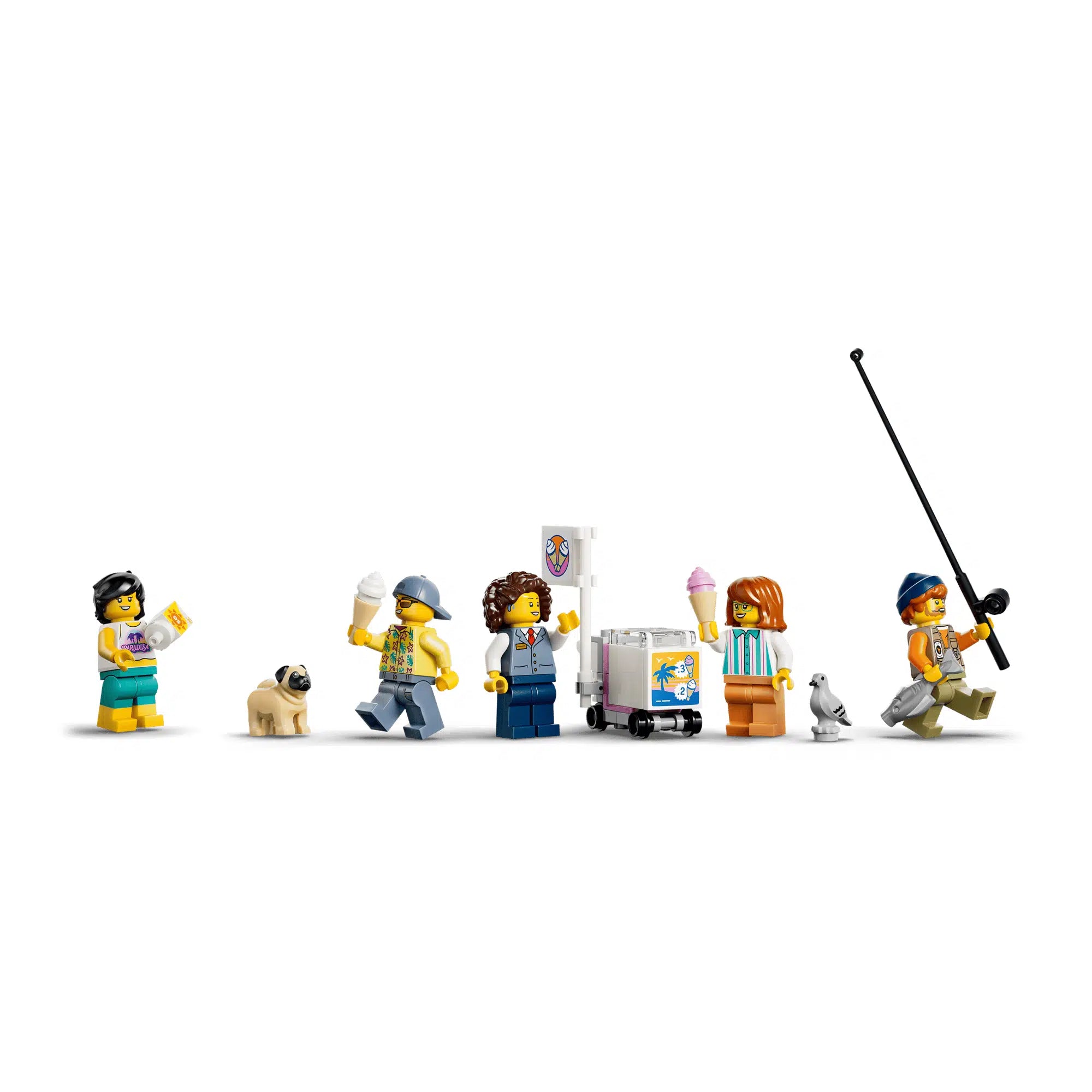 LEGO City 60506 minifigurák kutyával, galambbal, halakkal és fagylaltos kiegészítőkkel