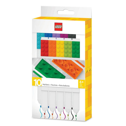 LEGO Classic: 10 darabos filctoll készlet 53101 – LEGO kocka mintás, 10 színes filctollat tartalmazó készlet eredeti csomagolásban, kreatív rajzoláshoz és színezéshez, vidám LEGO dizájnnal.