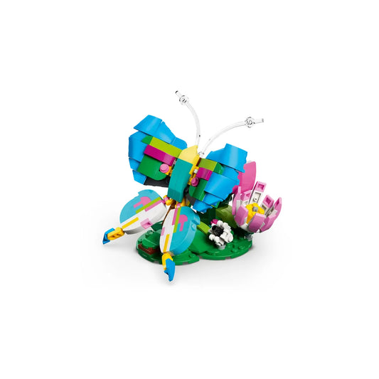 LEGO Creator 3 az 1-ben: Színes kolibri 31384 pillangó modell virágos talapzaton