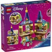 LEGO Disney: Aranyhaj minitornya 43294, 171 darabos készlet hátoldali dobozképe, amely bemutatja a torony belső tereit és az interaktív forgatható funkciókat.