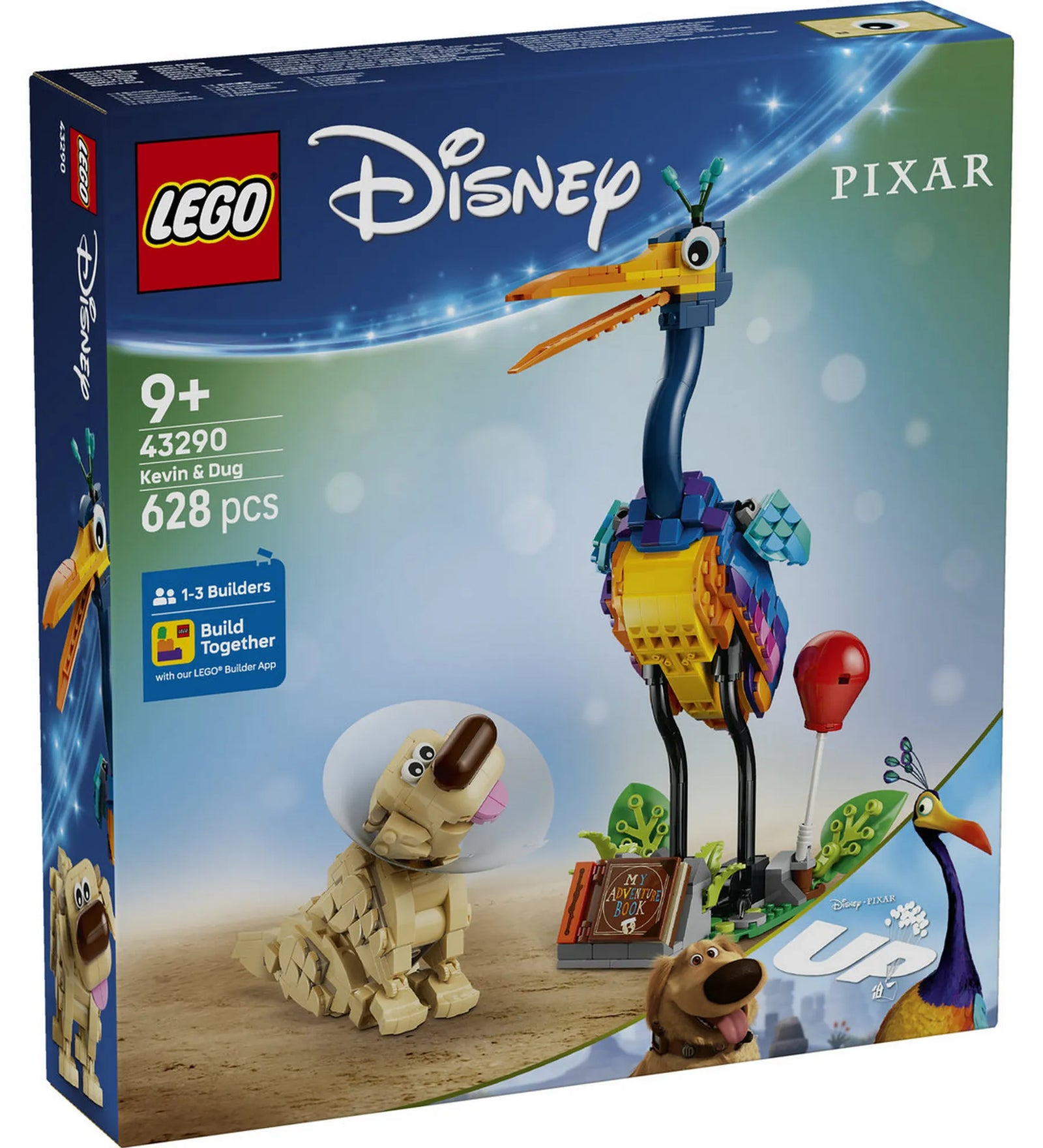 LEGO Disney: Kevin és Dug 43290, 628 darabos – a készlet elülső dobozképe Kevin és Dug figurákkal az Up Disney–Pixar film alapján.