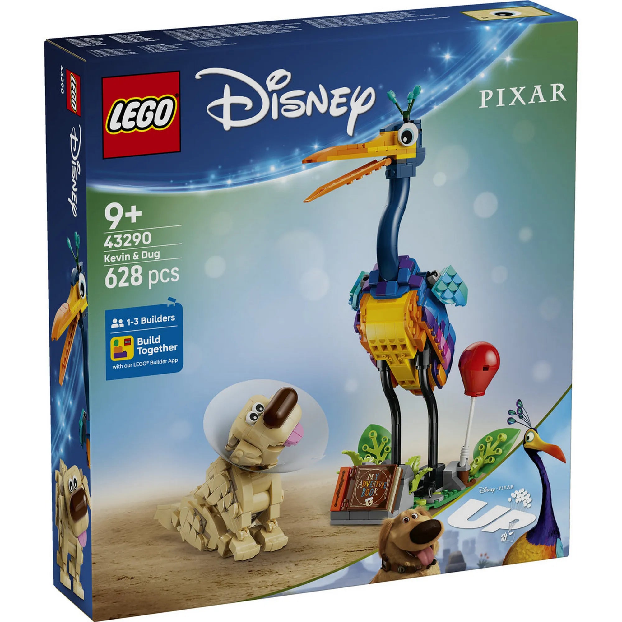 LEGO Disney: Kevin és Dug 43290, 628 darabos – a készlet elülső dobozképe Kevin és Dug figurákkal az Up Disney–Pixar film alapján.