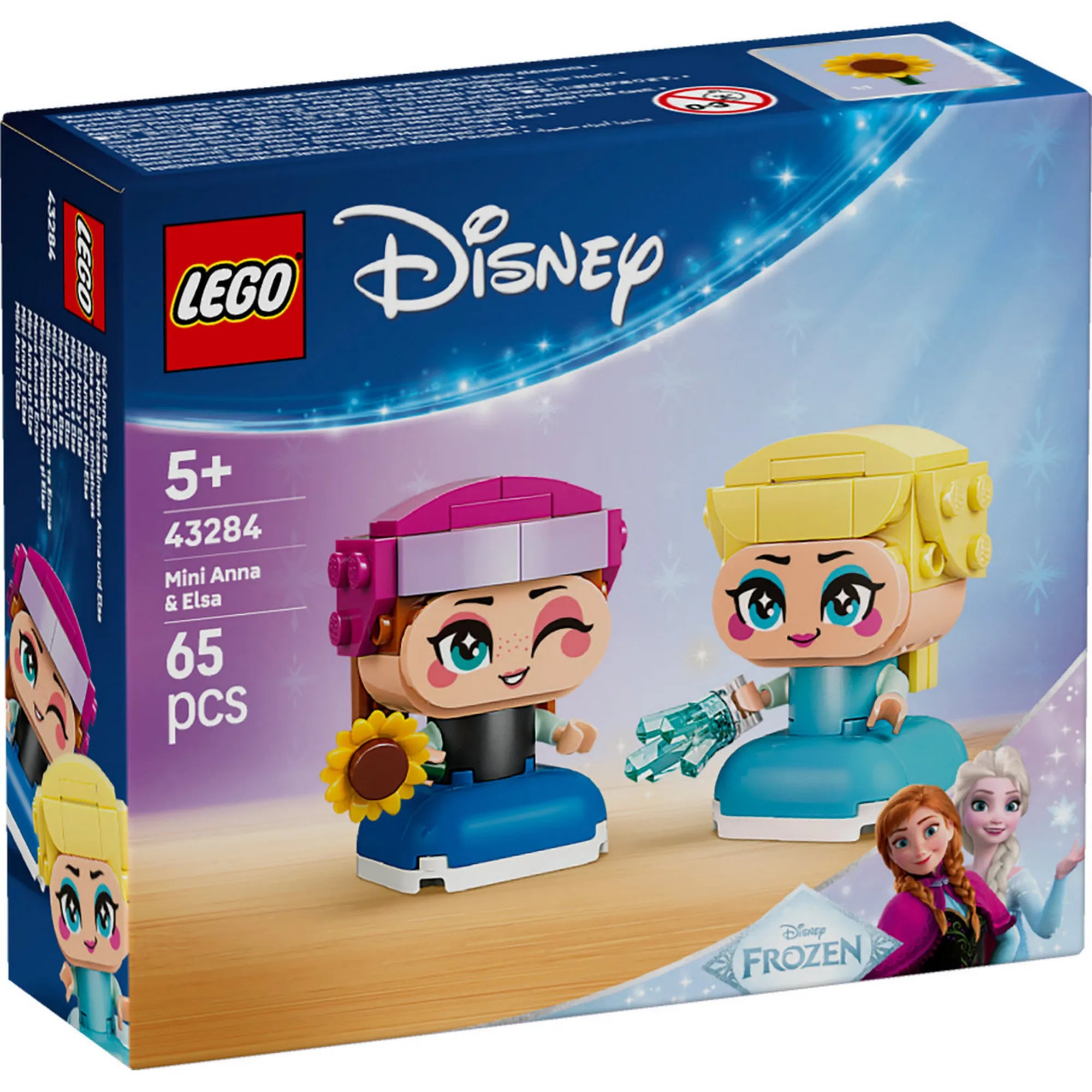LEGO Disney Mini Anna és Elsa 43284 – A készlet doboza Anna és Elsa figurákkal, Frozen dizájnnal.