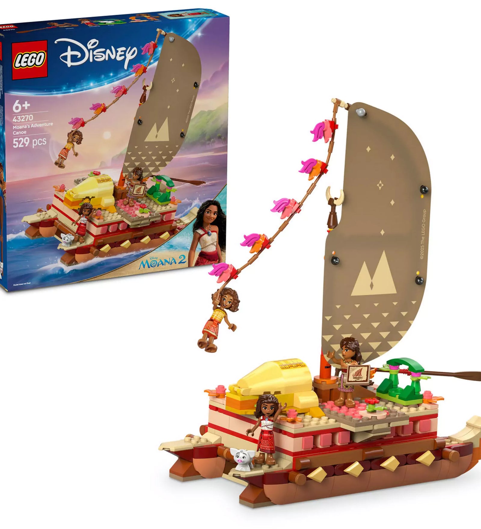 LEGO Disney Vaiana kalandokkal teli kenuja (43270) – A teljes szett: figurák, kenu és kiegészítők az izgalmas játékhoz.